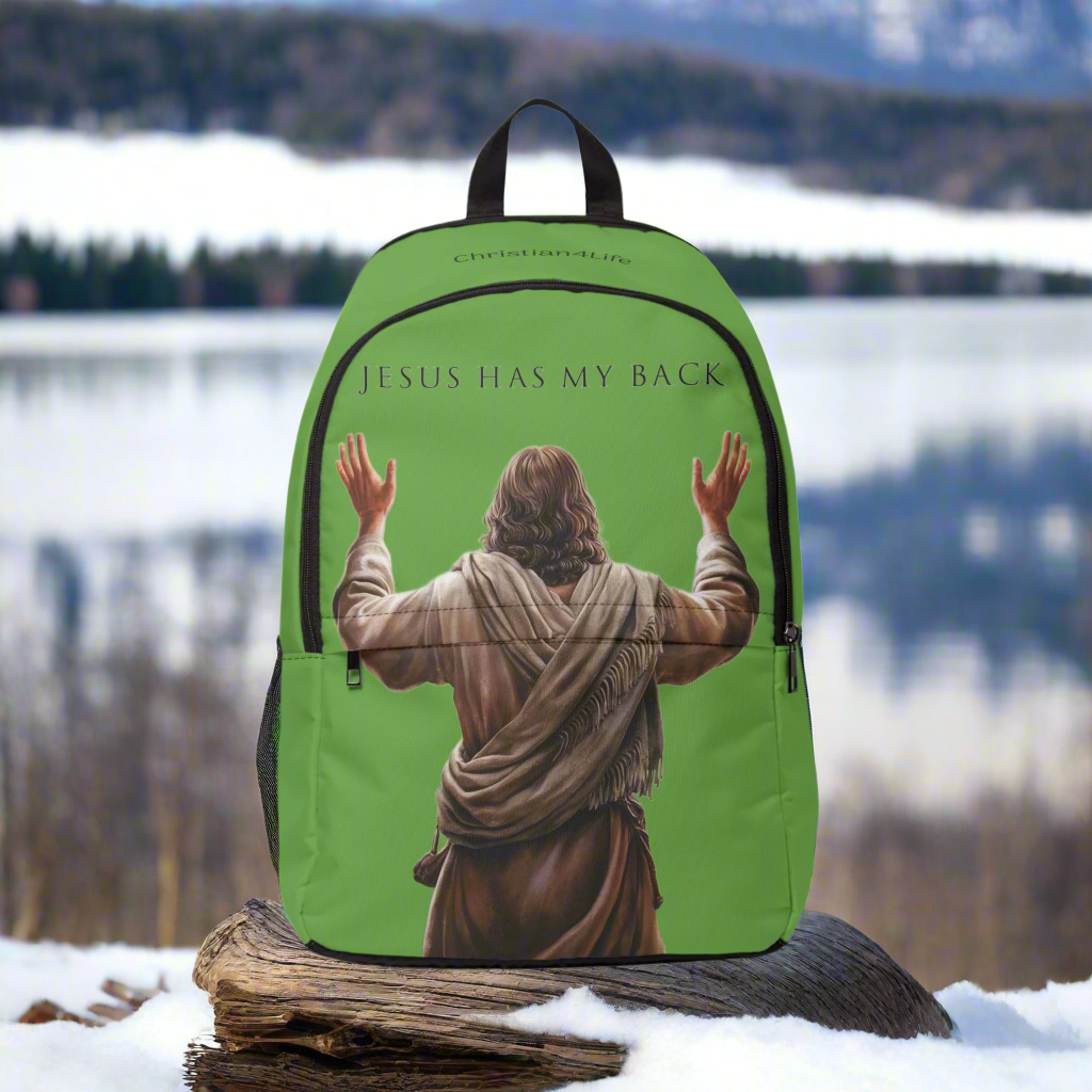 ’Jesus Has My Back’ design Christian Backpack (green) - One size - Bags
