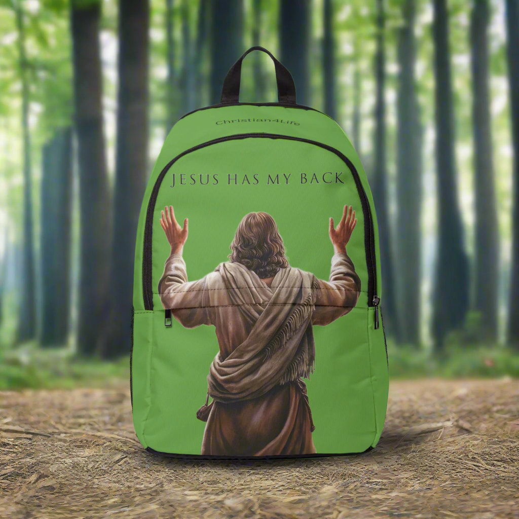 ’Jesus Has My Back’ design Christian Backpack (green) - One size - Bags