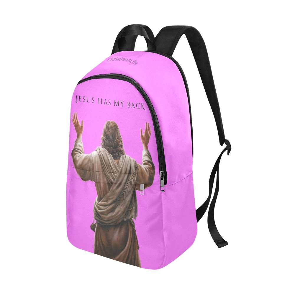 "Jesus Has My Back" Christian Backpack (Choose Pink Shade)