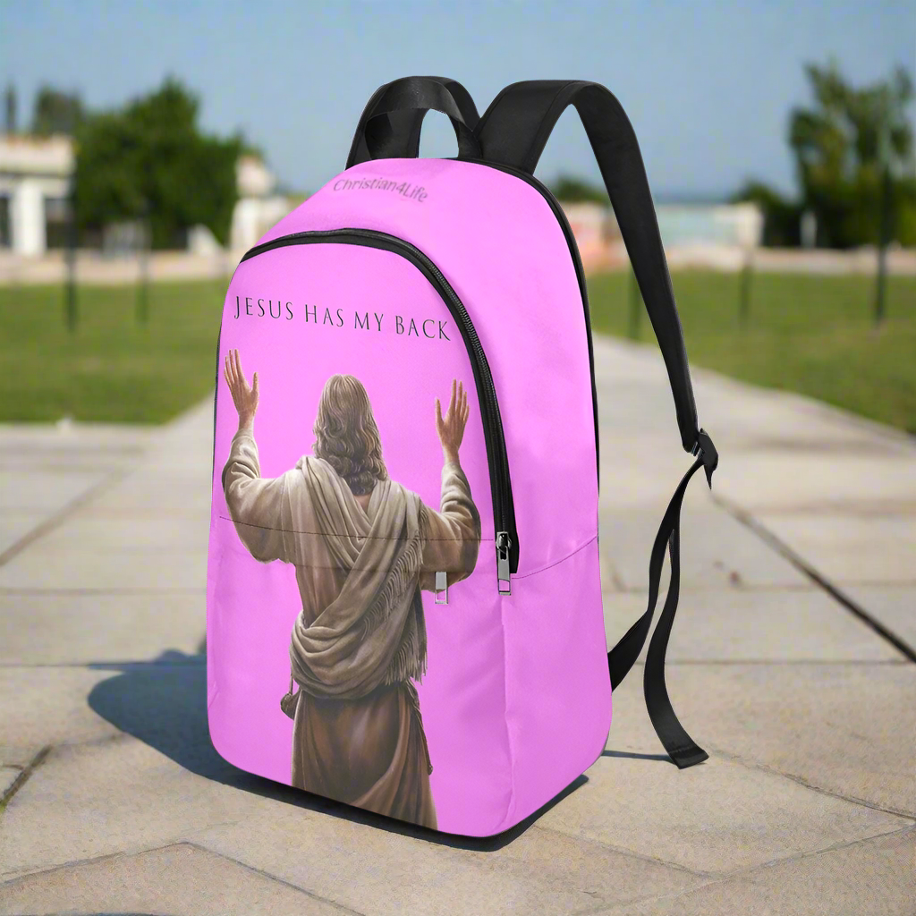 "Jesus Has My Back" Christian Backpack (Choose Pink Shade)