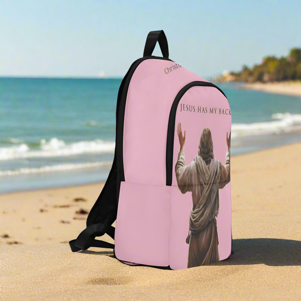 "Jesus Has My Back" Christian Backpack (Choose Pink Shade)