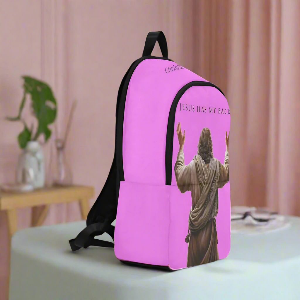 "Jesus Has My Back" Christian Backpack (Choose Pink Shade)