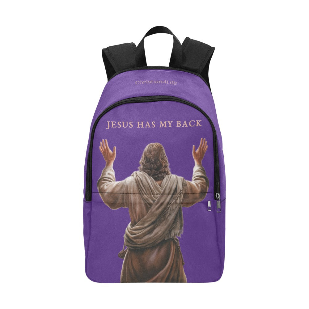 "Jesus Has My Back" Christian Backpack (Choose Purple Shade)