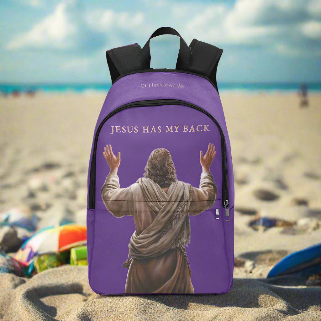 "Jesus Has My Back" Christian Backpack (Choose Purple Shade)