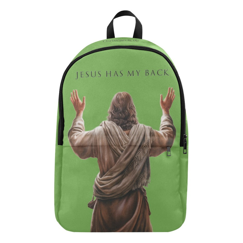 "Jesus Has My Back" Christian Backpack (Choose Green Shade)