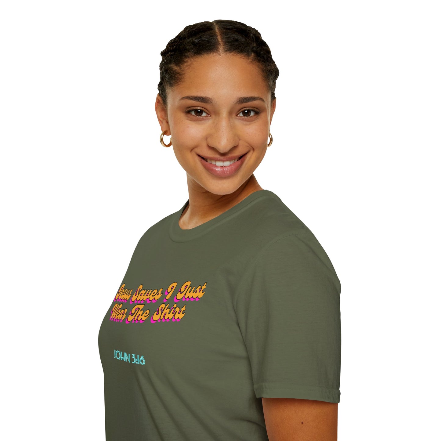 "Jesus Saves, I just Wear the Shirt" Unisex Cotton Softstyle T-Shirt