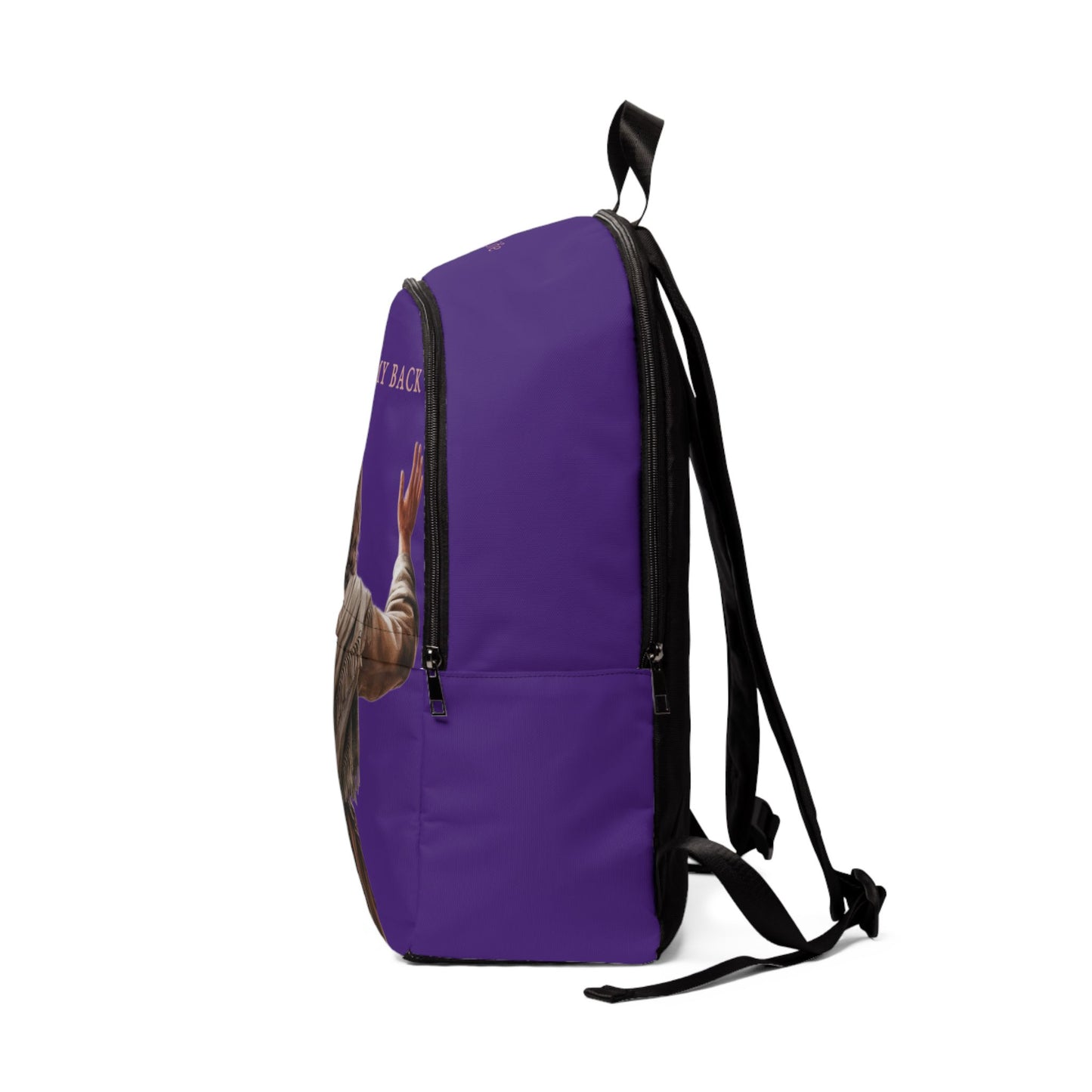 ’Jesus Has My Back’ Graphic design Christian Backpack (purple) - One size - Bags