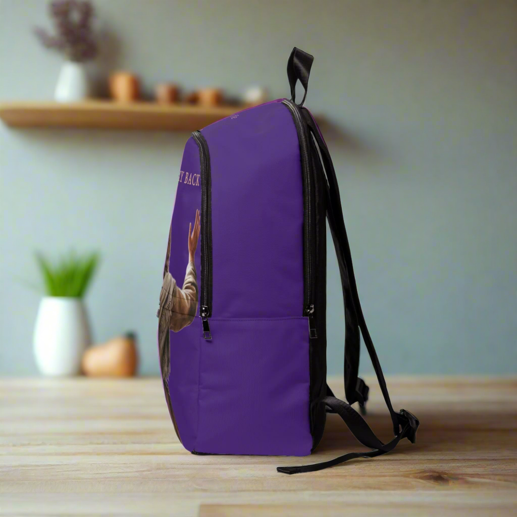 ’Jesus Has My Back’ Graphic design Christian Backpack (purple) - One size - Bags