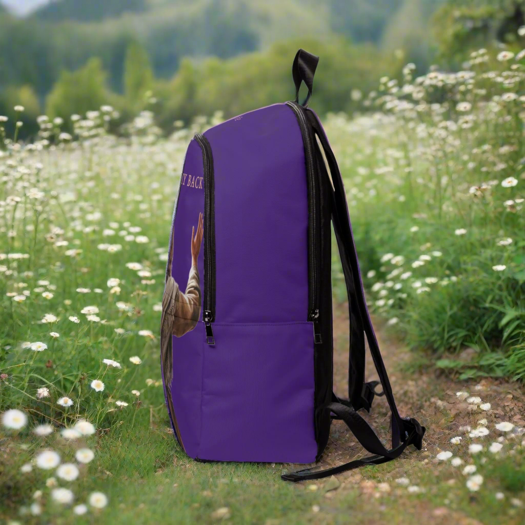 ’Jesus Has My Back’ Graphic design Christian Backpack (purple) - One size - Bags
