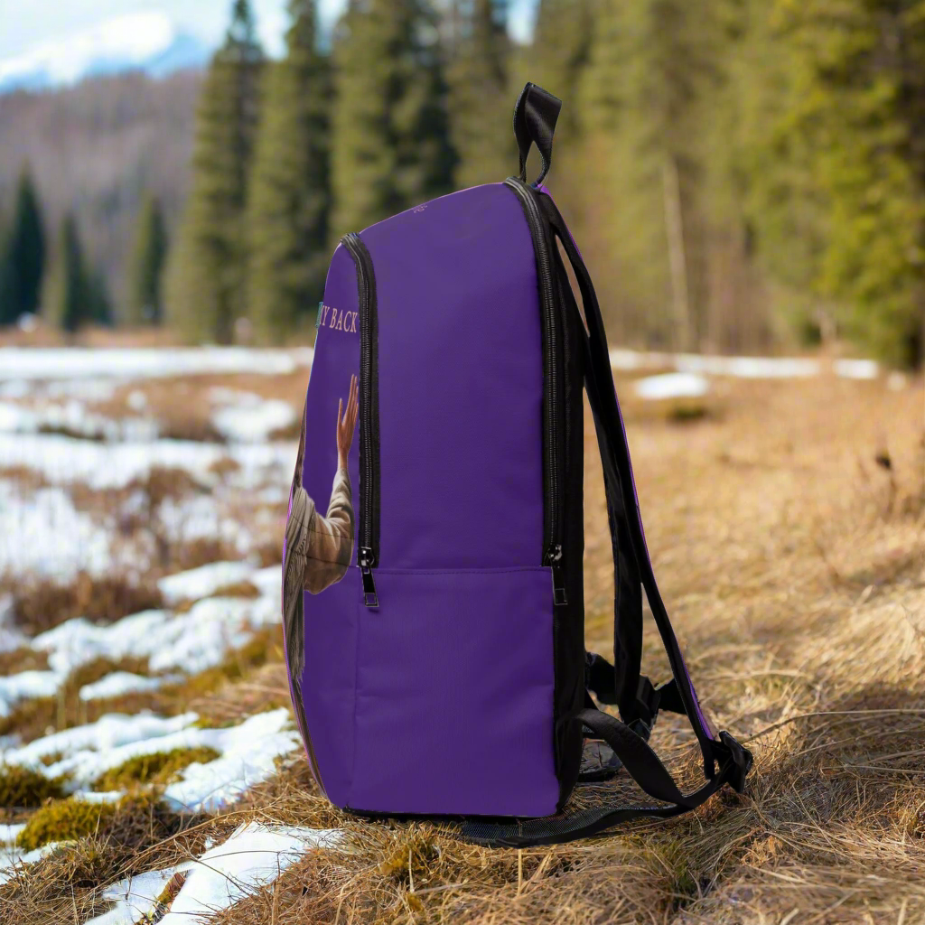 ’Jesus Has My Back’ Graphic design Christian Backpack (purple) - One size - Bags