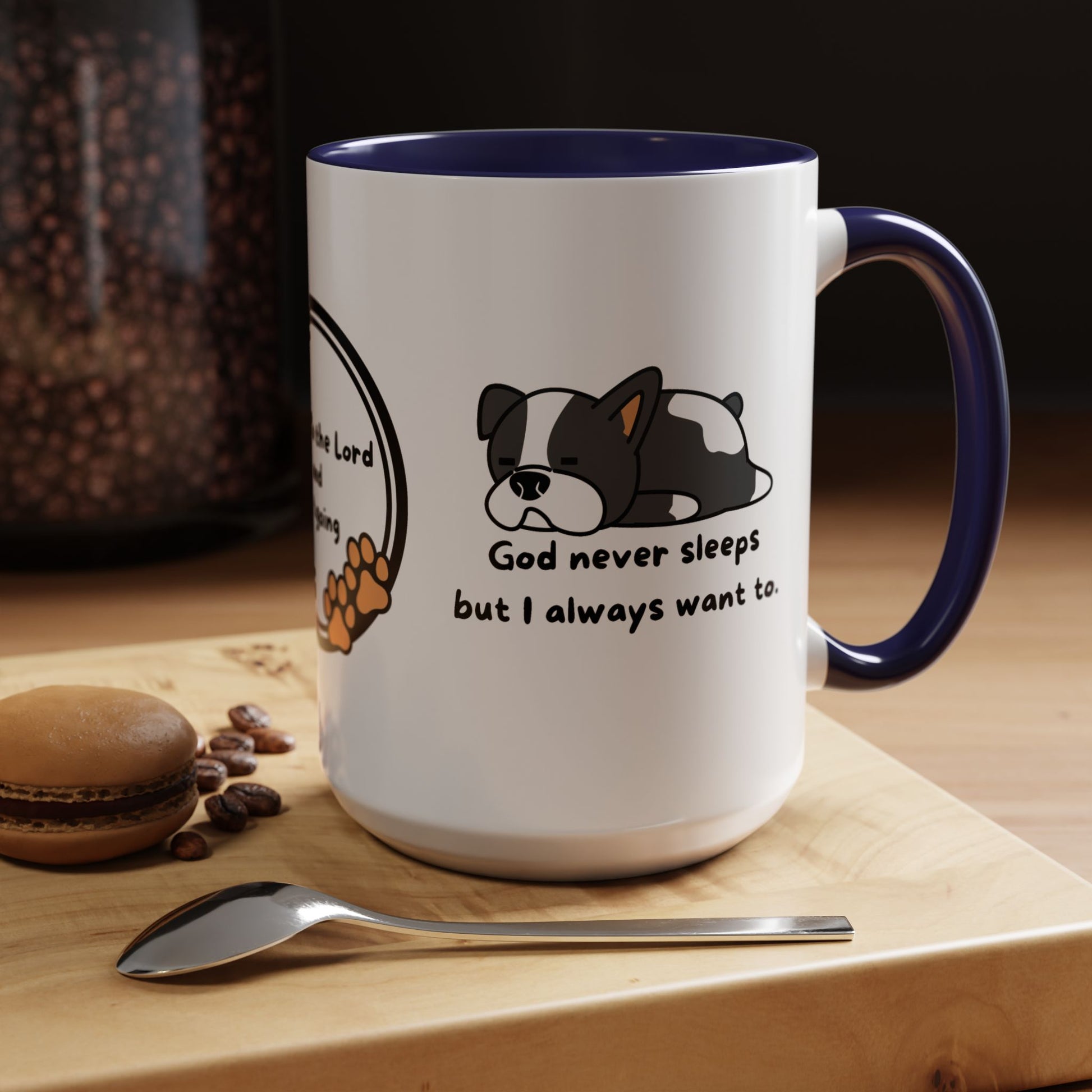 Christian ’God never sleeps’ 11 oz and 15oz Accent Mug multiple colors Christian Mug - 15oz / Navy - Mug