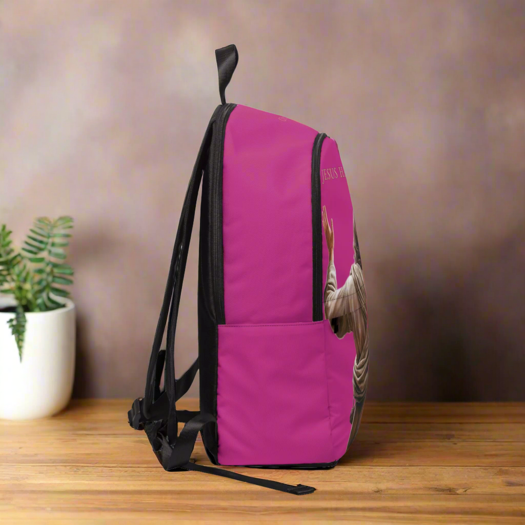 ’Jesus Has My Back’ Christian Backpack (pink) - One size - Bags