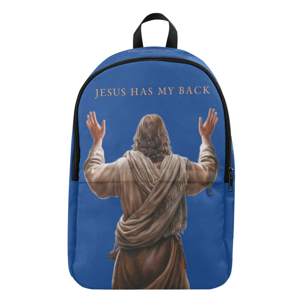 "Jesus Has My Back" design Christian Backpack (Choose Blue Shade)