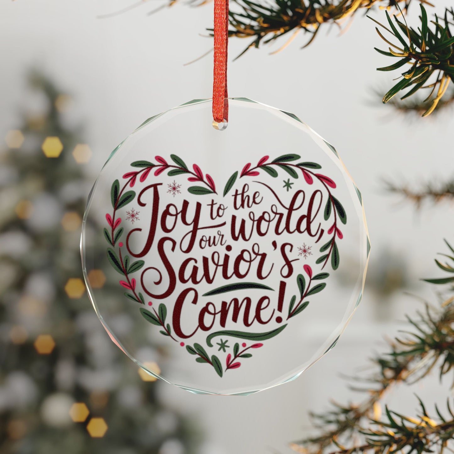 Crystal Heart and Round Glass Ornament