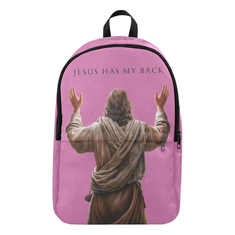 "Jesus Has My Back" Christian Backpack (Choose Pink Shade)