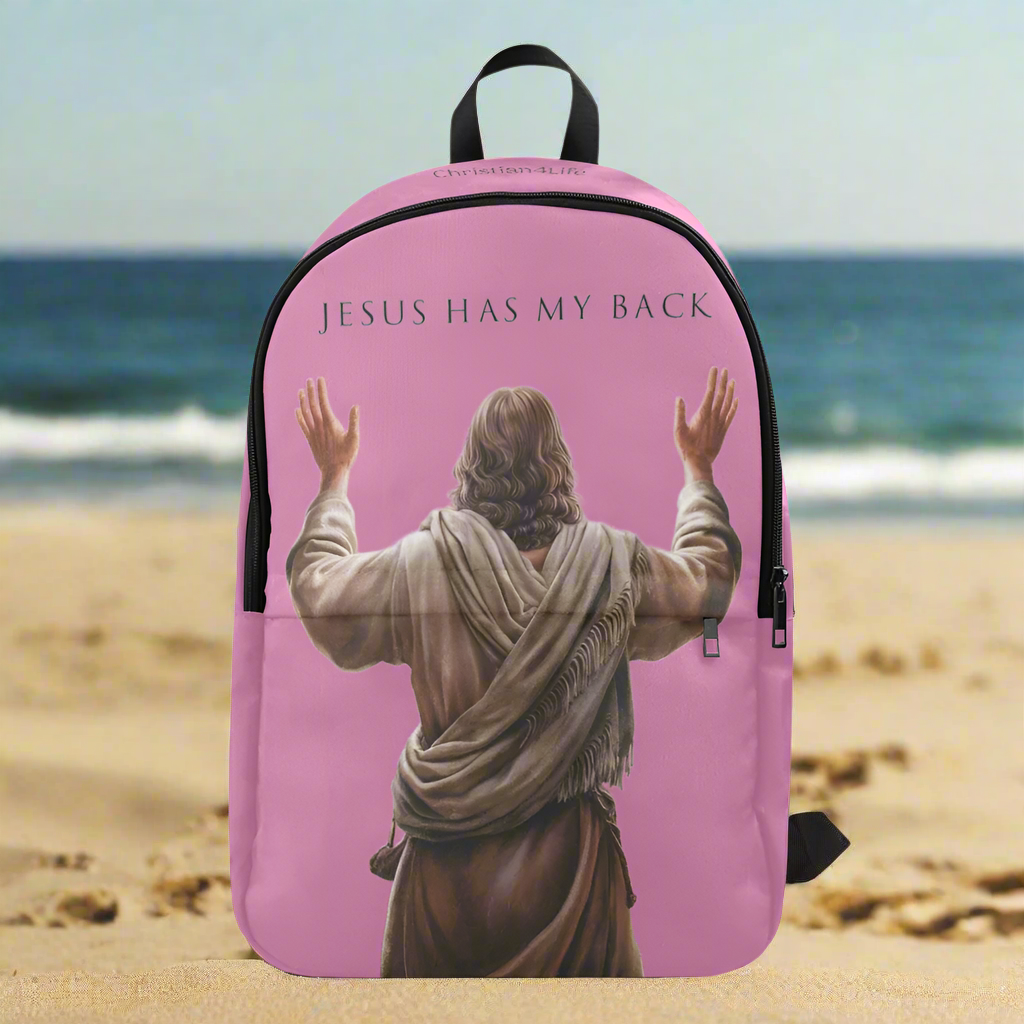 "Jesus Has My Back" Christian Backpack (Choose Pink Shade)
