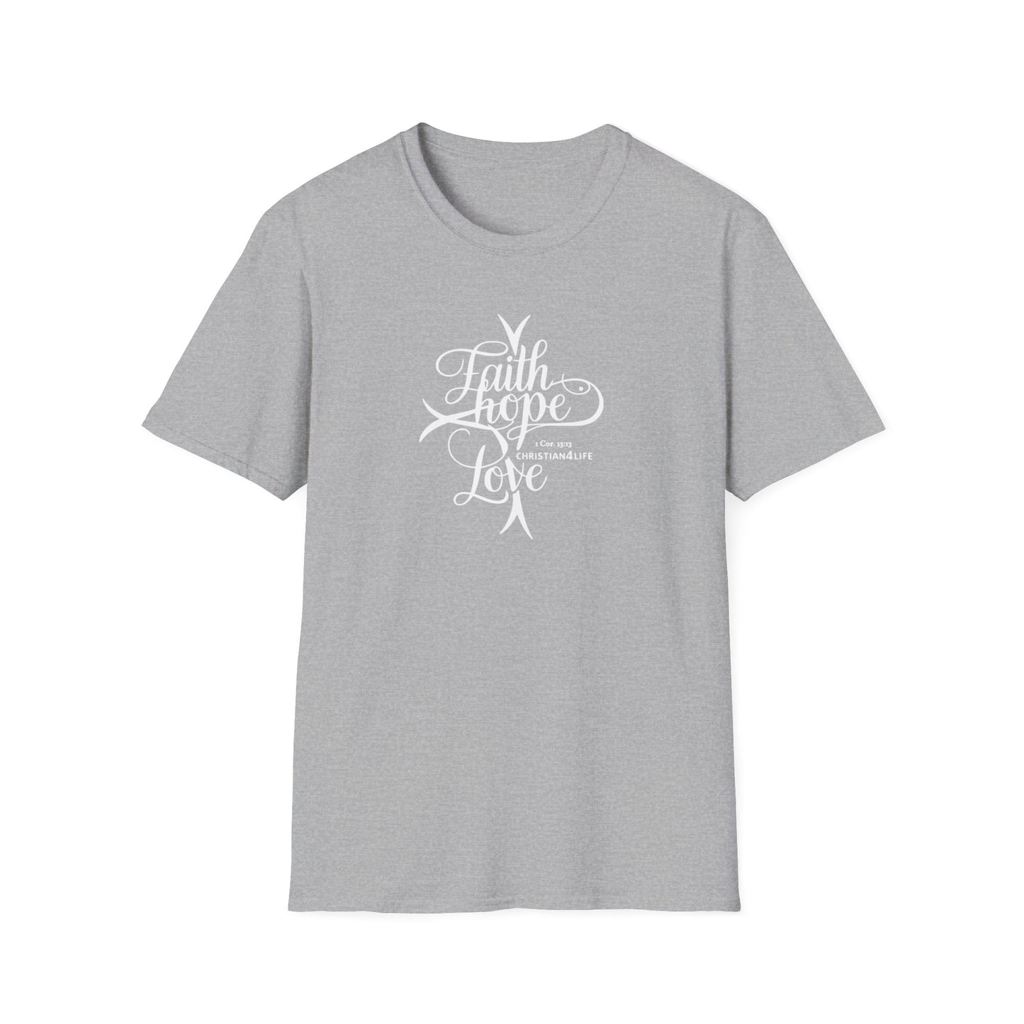 ’Faith Hope Love’ Unisex Christian Cotton Softstyle T-Shirt - Sport Grey / S - T-Shirt
