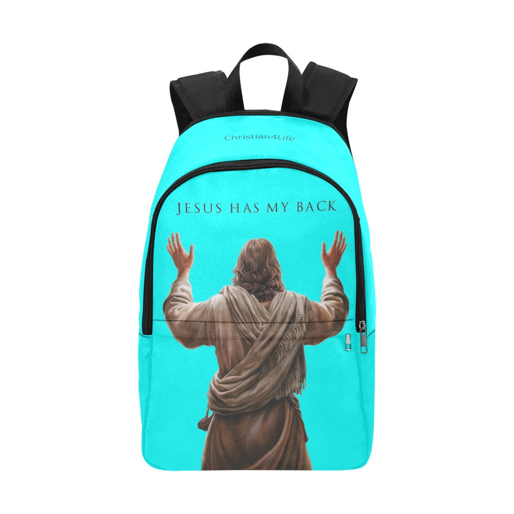 "Jesus Has My Back" design Christian Backpack (Choose Blue Shade)