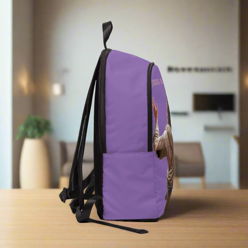 ’Jesus Has My Back’ Christian Backpack (light purple) - One size - Bags