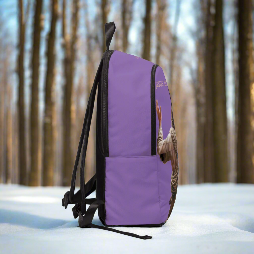 ’Jesus Has My Back’ Christian Backpack (light purple) - One size - Bags