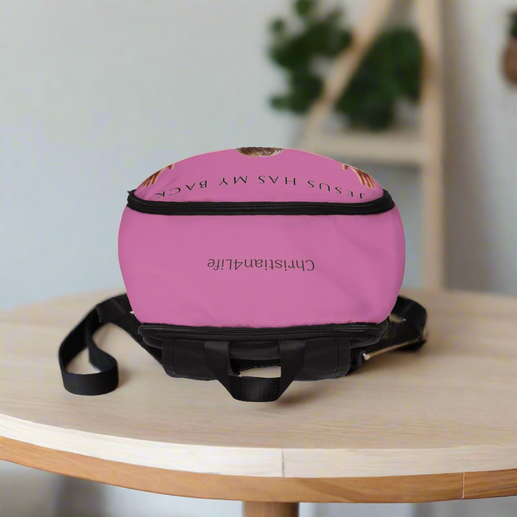 ’Jesus Has My Back’ Christian Backpack (light pink) - One size - Bags