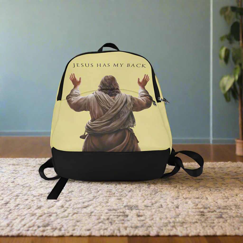 "Jesus Has My Back" Christian Backpack (Choose Yellow Shade))