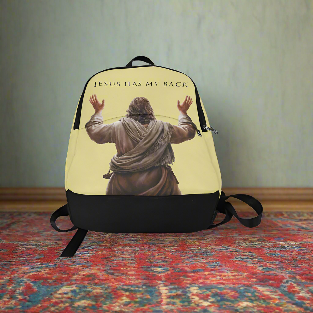"Jesus Has My Back" Christian Backpack (Choose Yellow Shade))