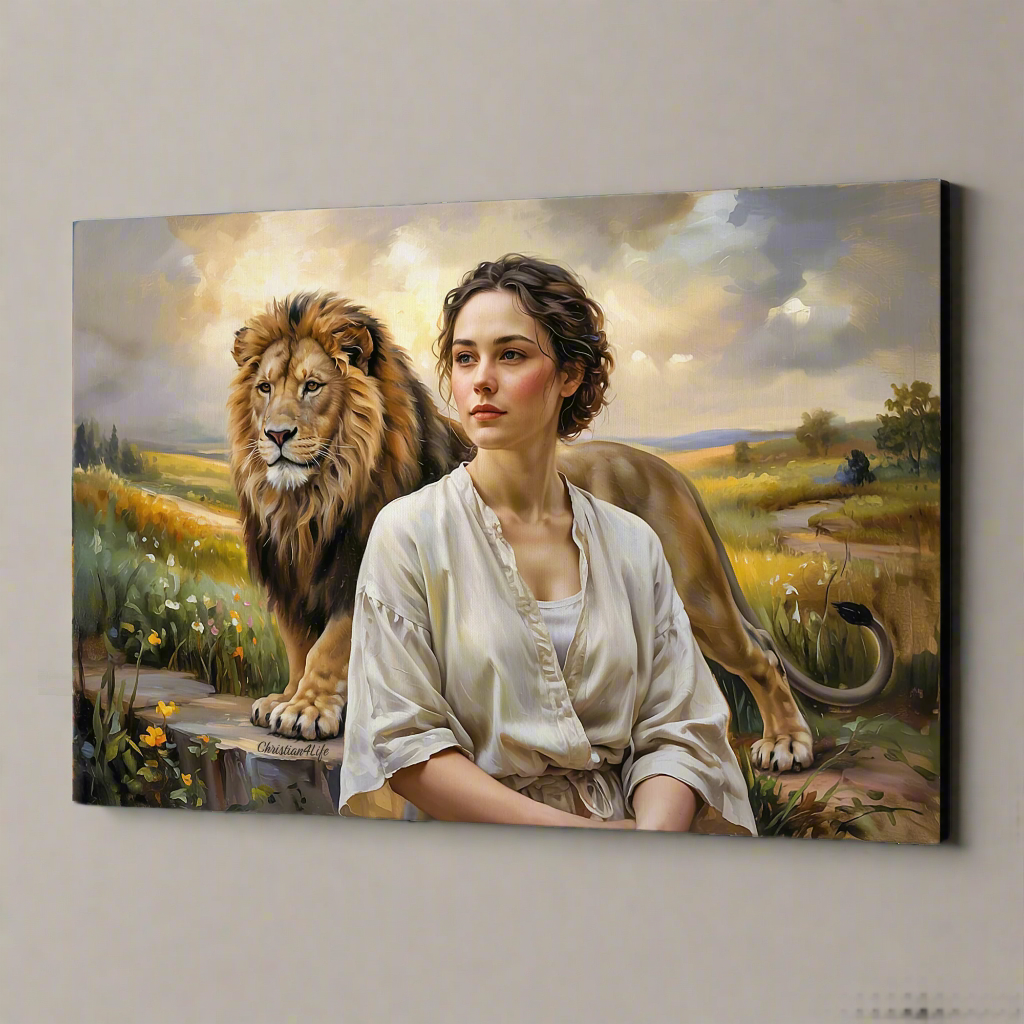 "Behind every Christian woman is the Lion of Judah." - Gallery Wrapped Canvas