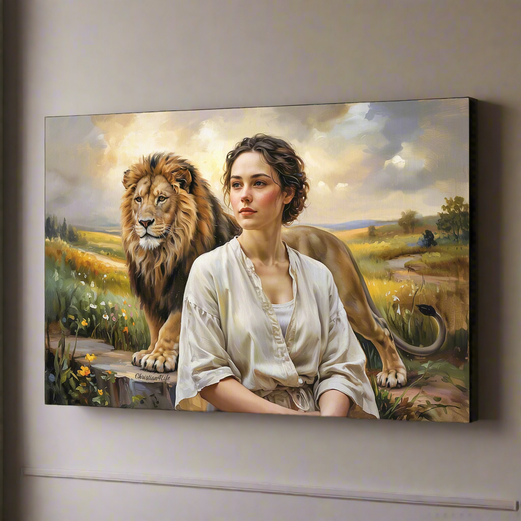 "Behind every Christian woman is the Lion of Judah." - Gallery Wrapped Canvas