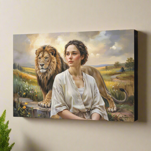 "Behind every Christian woman is the Lion of Judah." - Gallery Wrapped Canvas