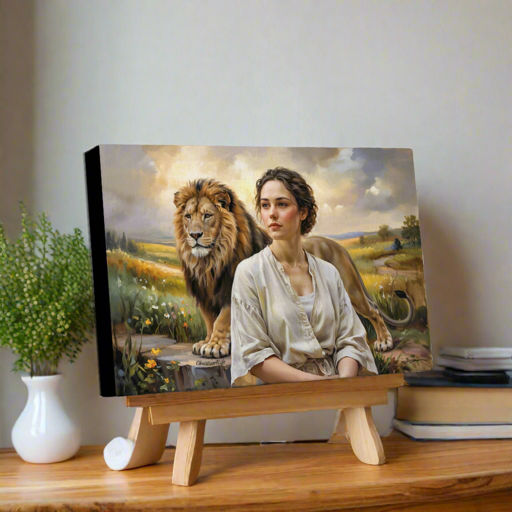 "Behind every Christian woman is the Lion of Judah." - Gallery Wrapped Canvas