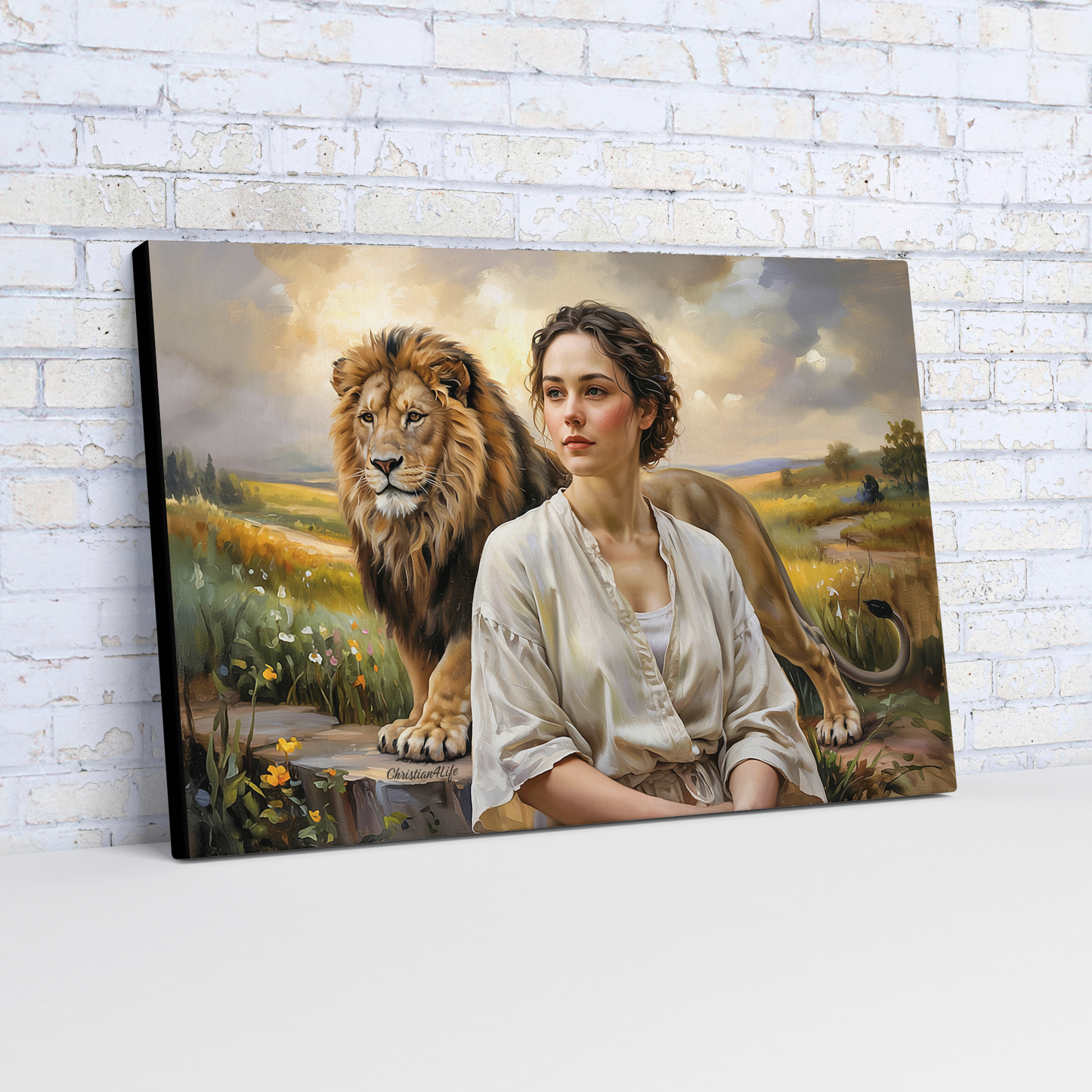 "Behind every Christian woman is the Lion of Judah." - Gallery Wrapped Canvas