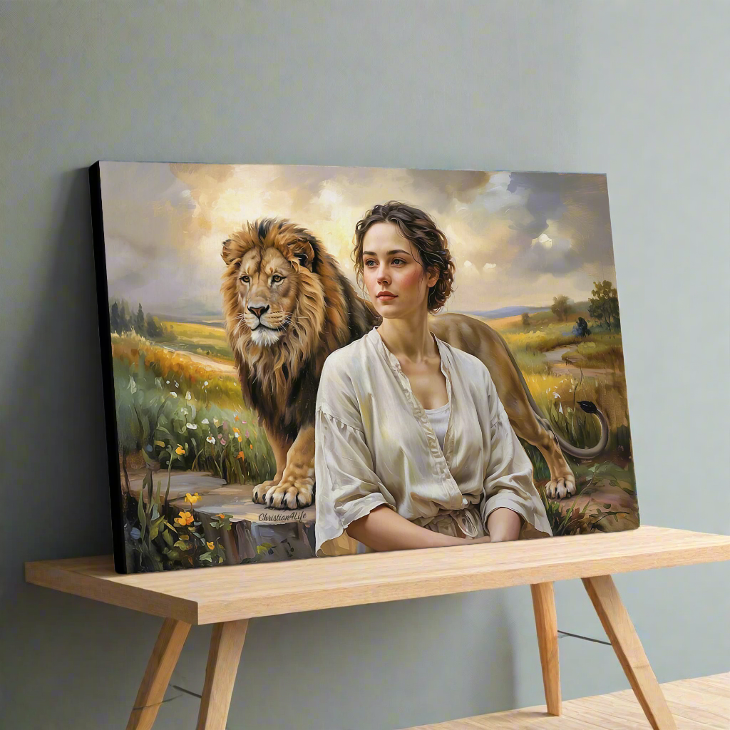 "Behind every Christian woman is the Lion of Judah." - Gallery Wrapped Canvas
