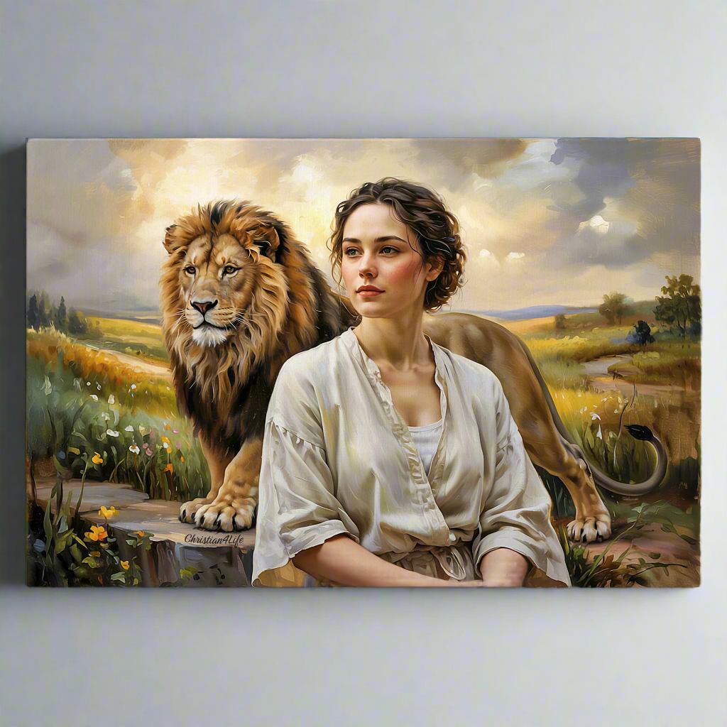 "Behind every Christian woman is the Lion of Judah." - Gallery Wrapped Canvas
