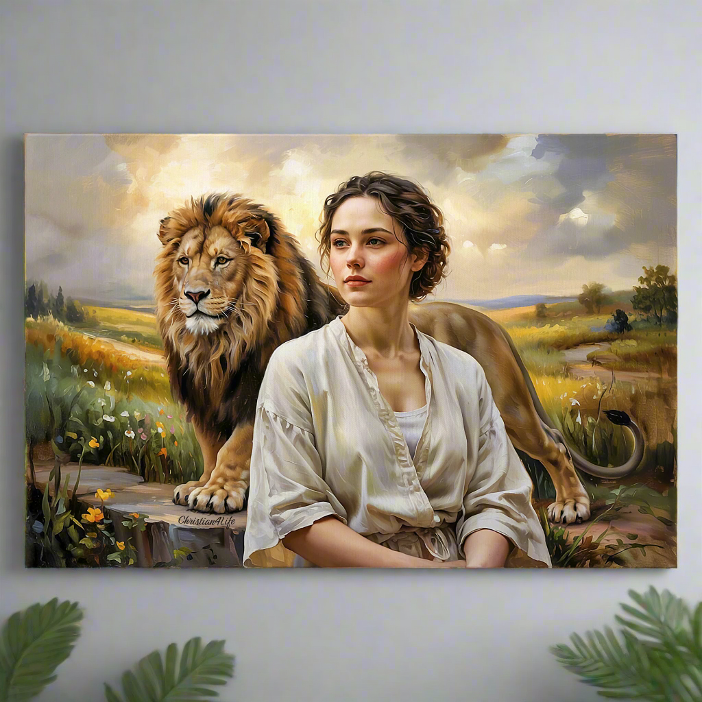 "Behind every Christian woman is the Lion of Judah." - Gallery Wrapped Canvas