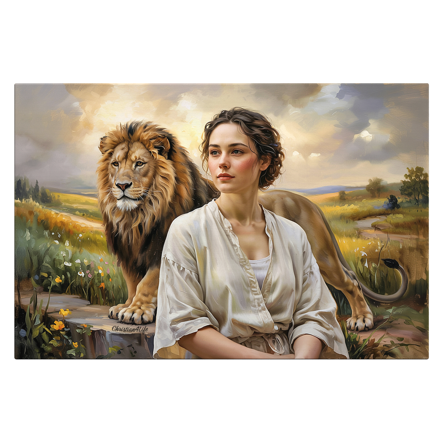 "Behind every Christian woman is the Lion of Judah." - Gallery Wrapped Canvas
