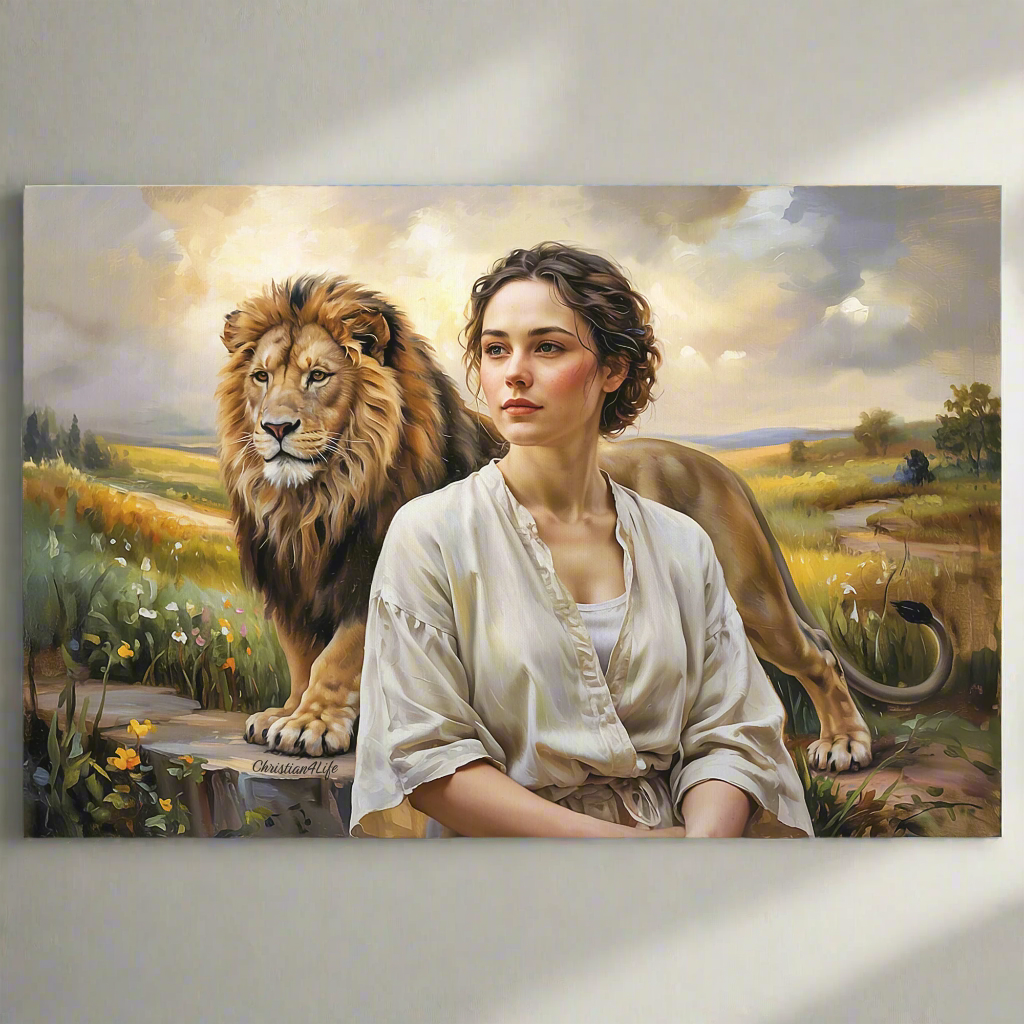 "Behind every Christian woman is the Lion of Judah." - Gallery Wrapped Canvas