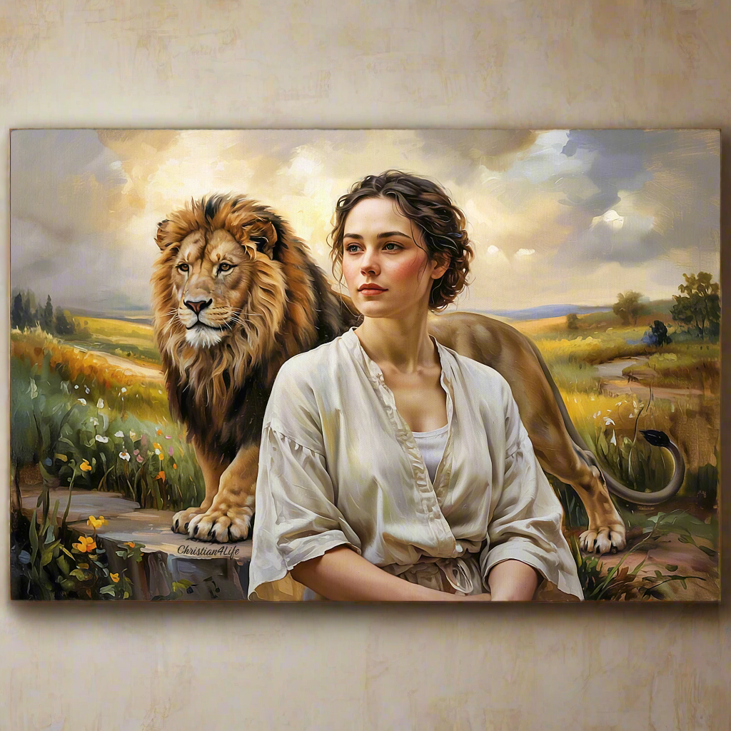 "Behind every Christian woman is the Lion of Judah." - Gallery Wrapped Canvas