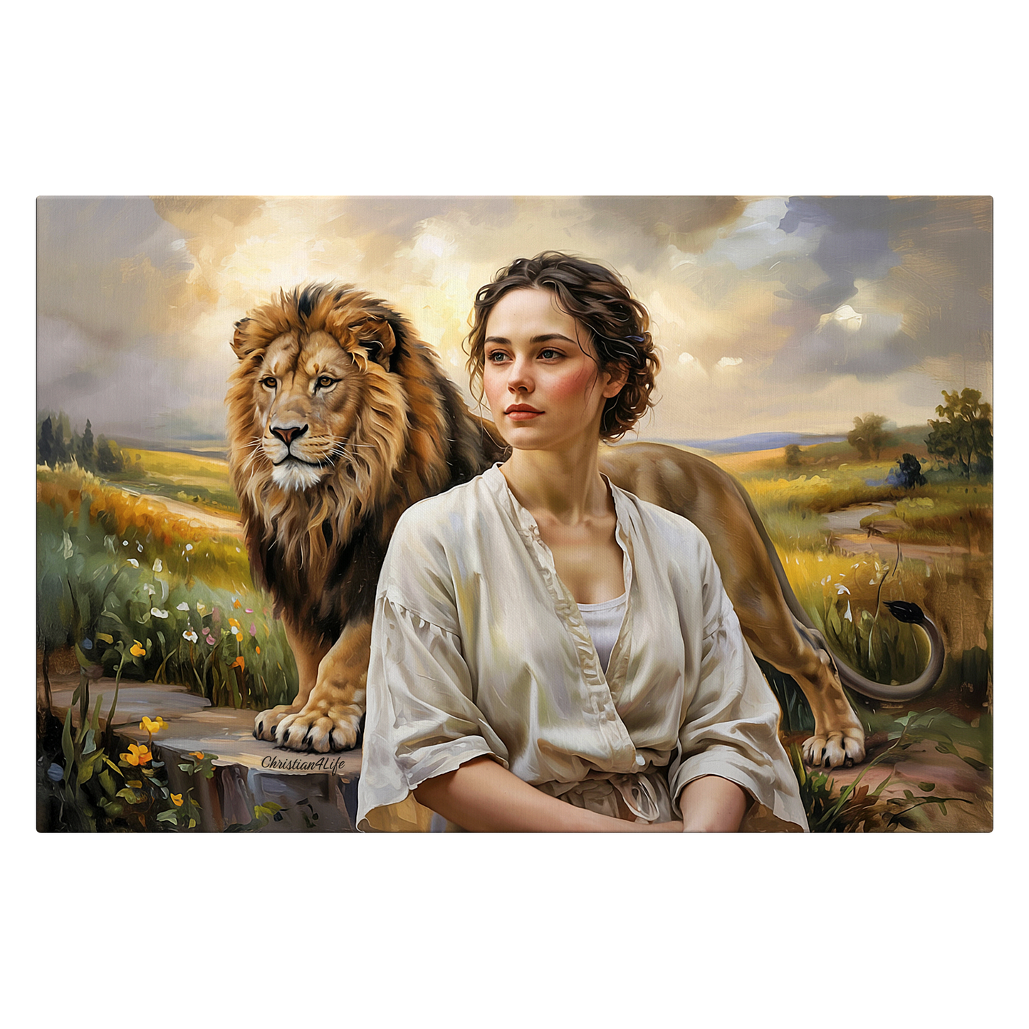 "Behind every Christian woman is the Lion of Judah." - Gallery Wrapped Canvas
