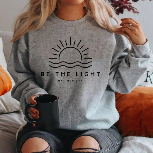 ’Be The Light’ Christian Sweatshirt - Gray / S - Sweatshirts