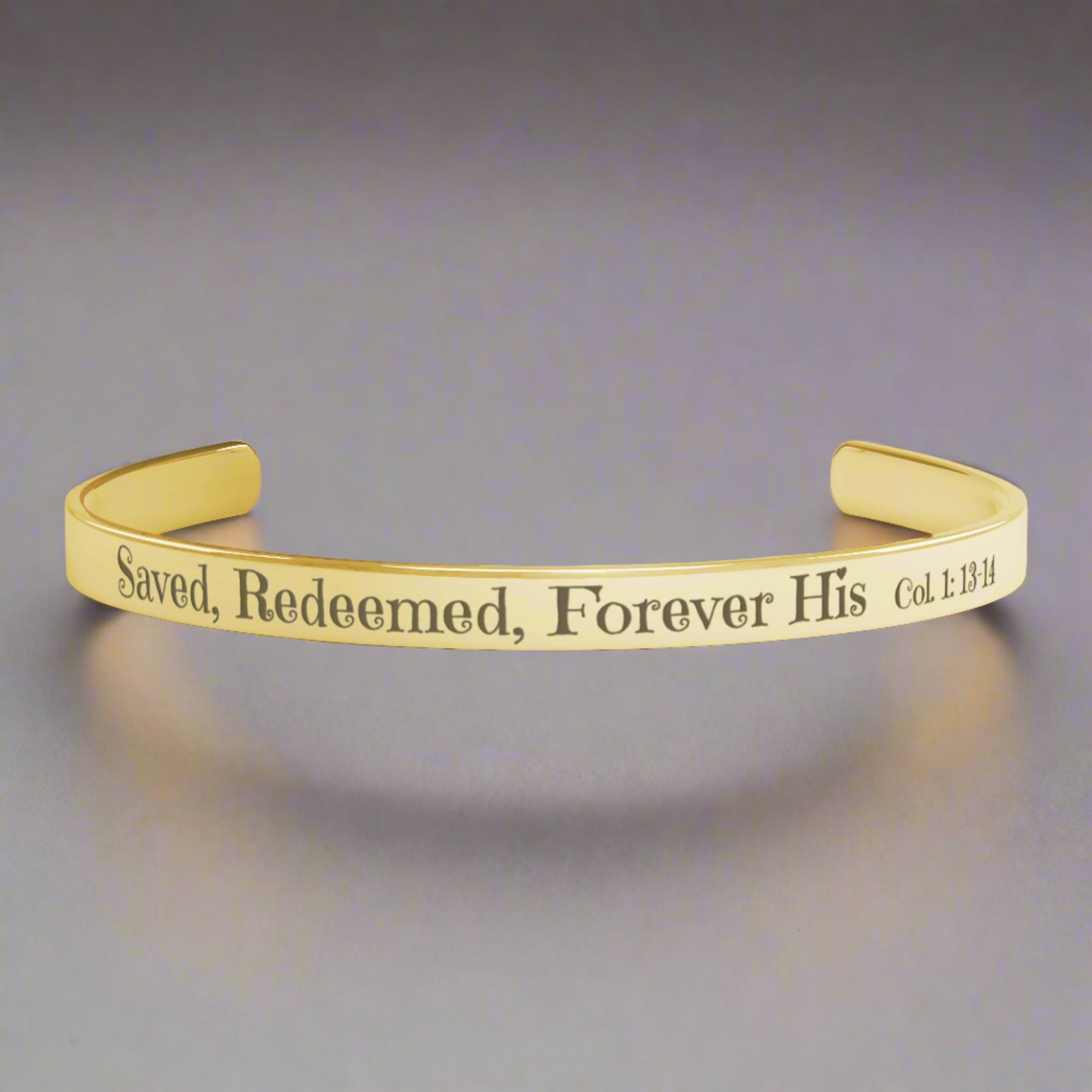 Christian cuff bracelet - ’Saved Redeemed Forever His’ - Jewelry