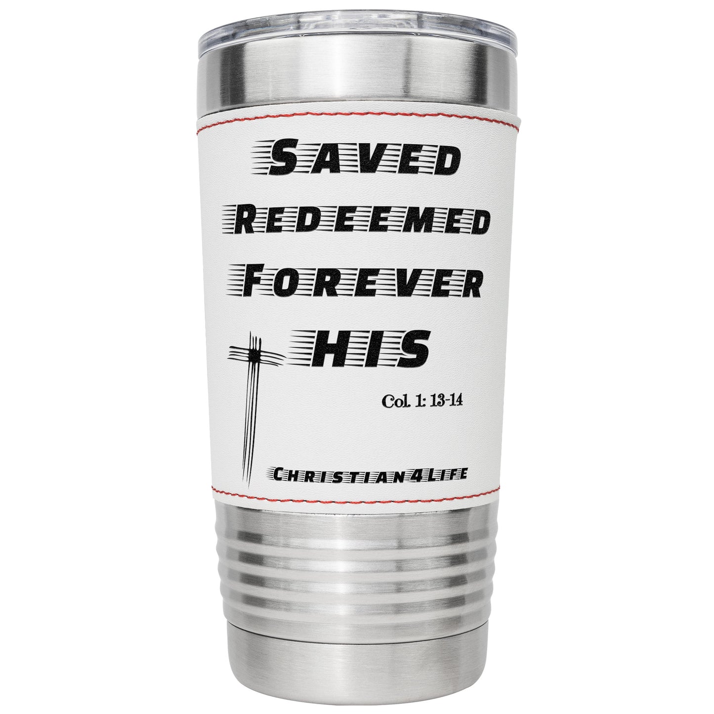 Christian 20oz Baseball Insulated Tumbler stainless steel ’Saved Redeemed’ - White - Tumblers