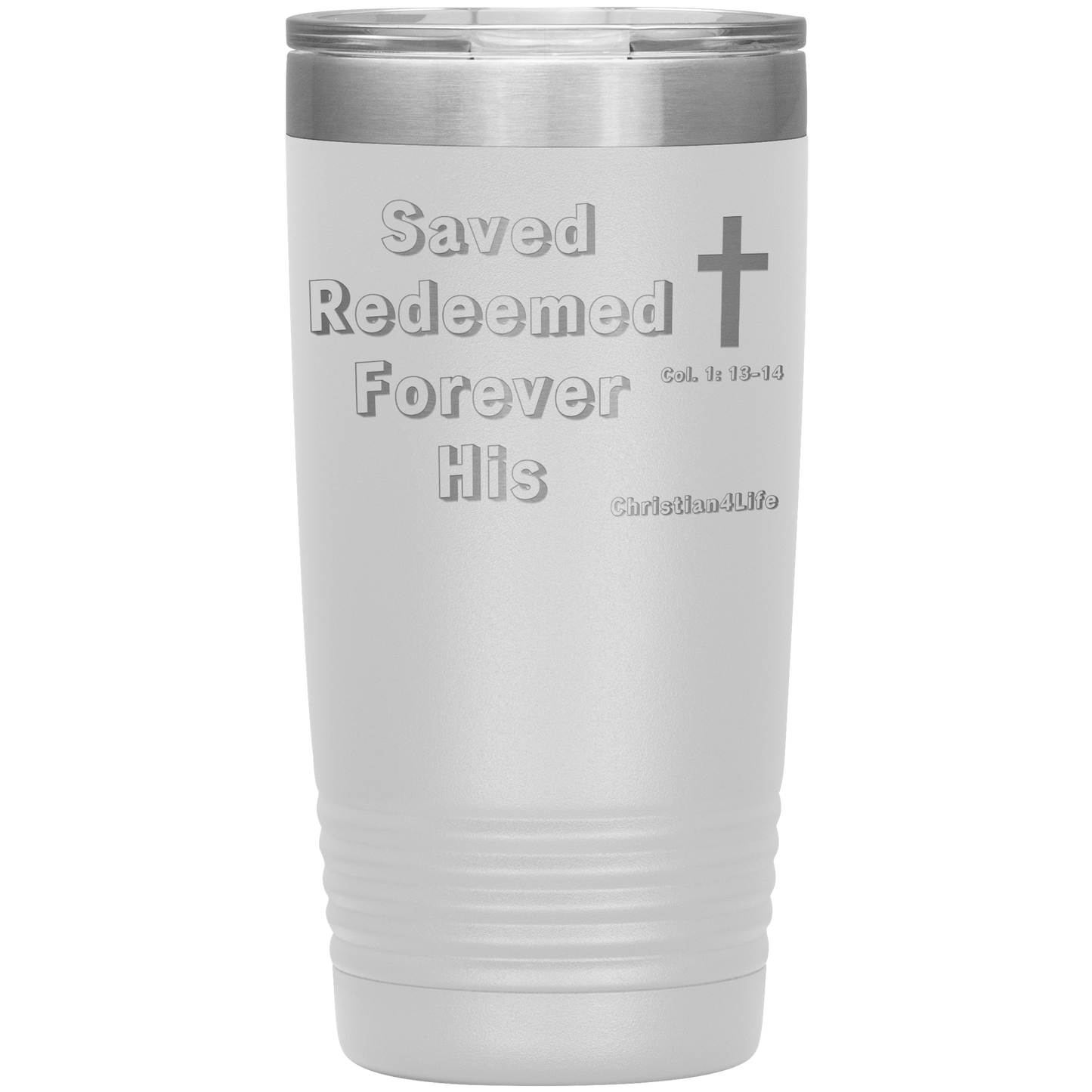 Christian 20oz Insulated Tumbler -Saved Redeemed - White - Tumblers