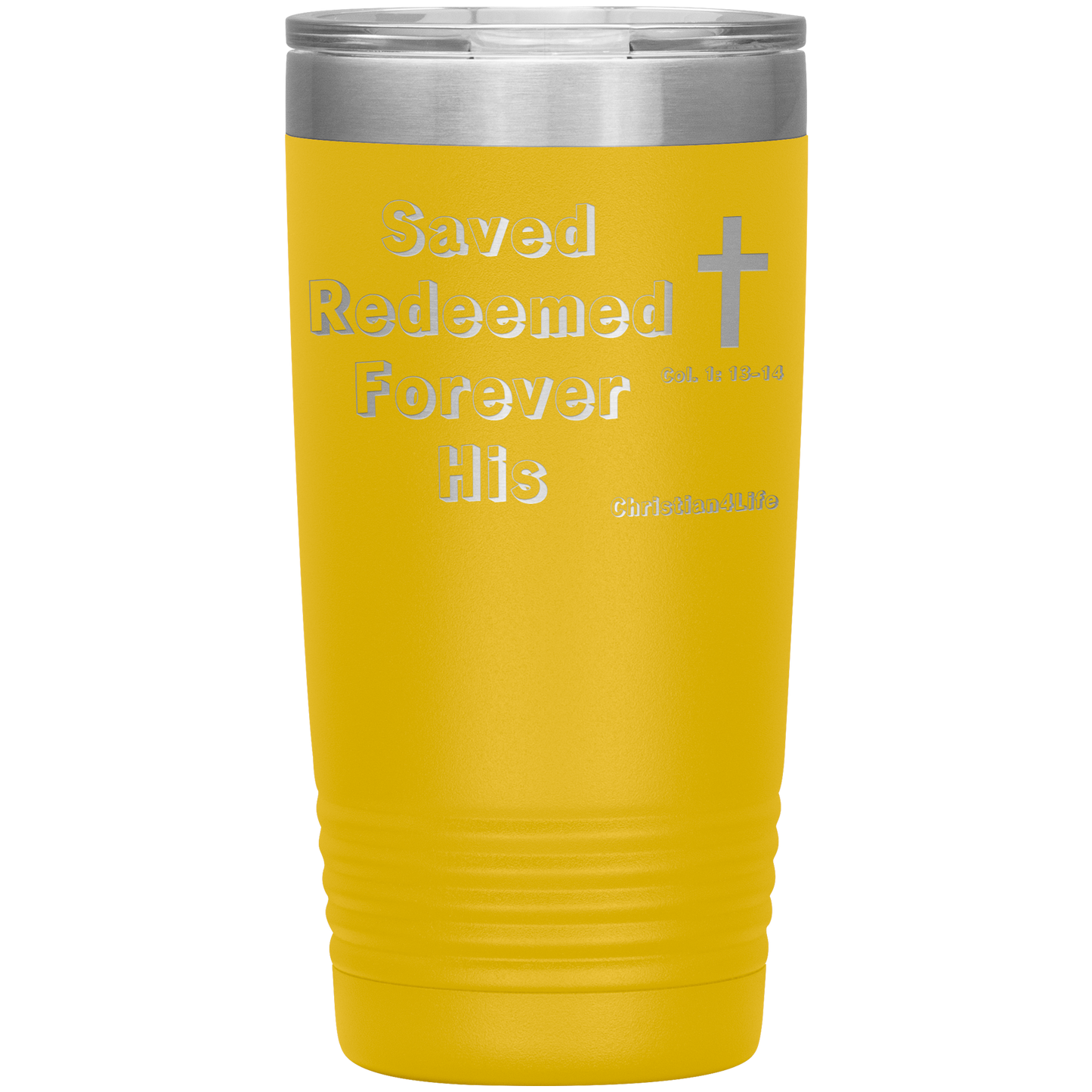Christian 20oz Insulated Tumbler -Saved Redeemed - Yellow - Tumblers