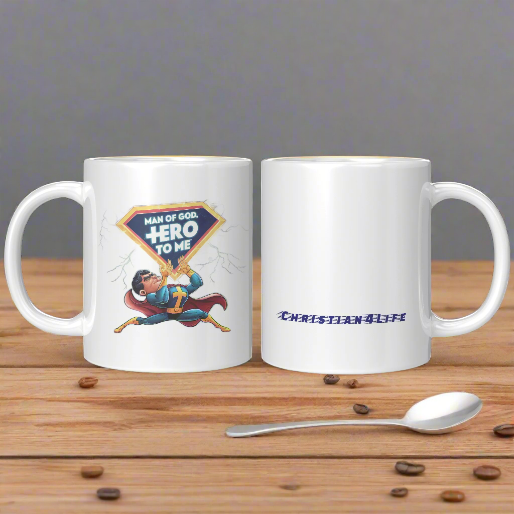Christian Mug ’Man of God Hero to me’ A Gift for the God-Fearing Hero in Your Life - Mug