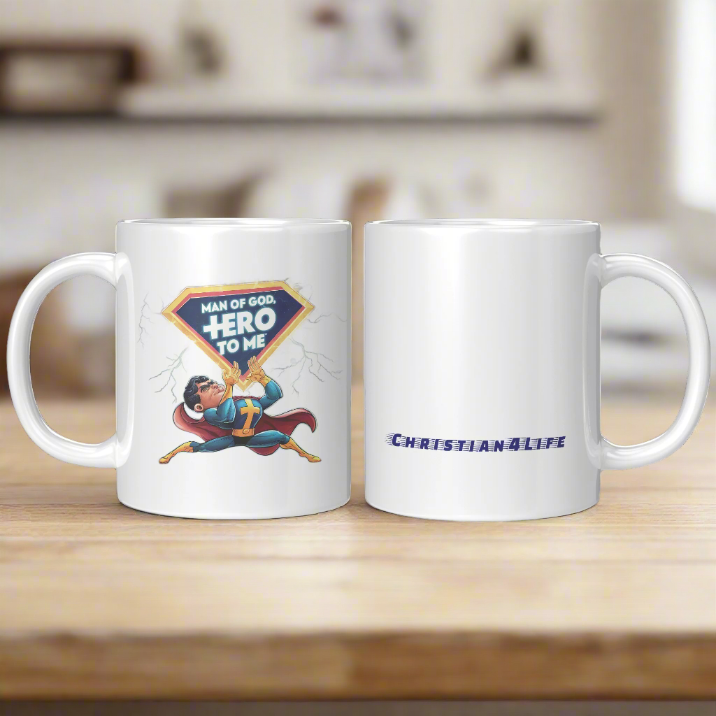 Christian Mug ’Man of God Hero to me’ A Gift for the God-Fearing Hero in Your Life - Mug