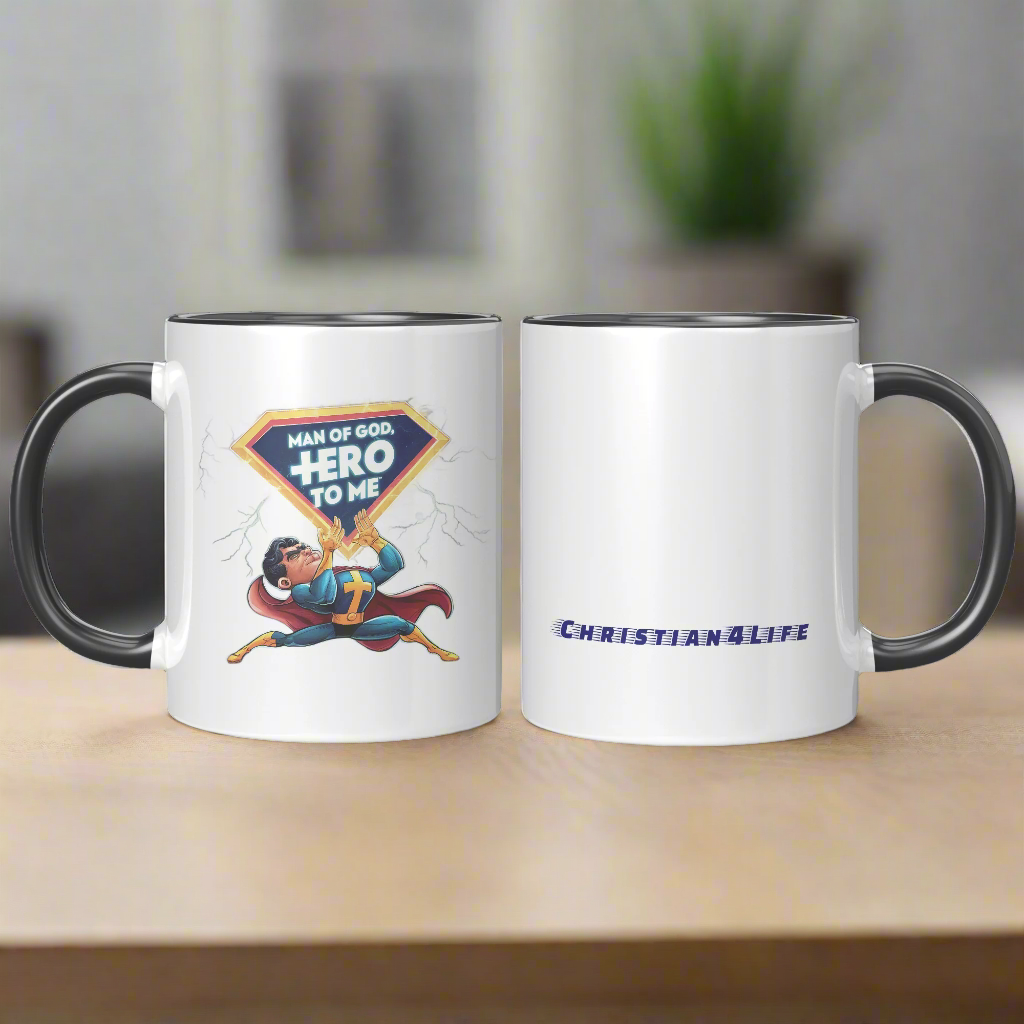 Christian Mug ’Man of God Hero to me’ A Gift for the God-Fearing Hero in Your Life - Mug