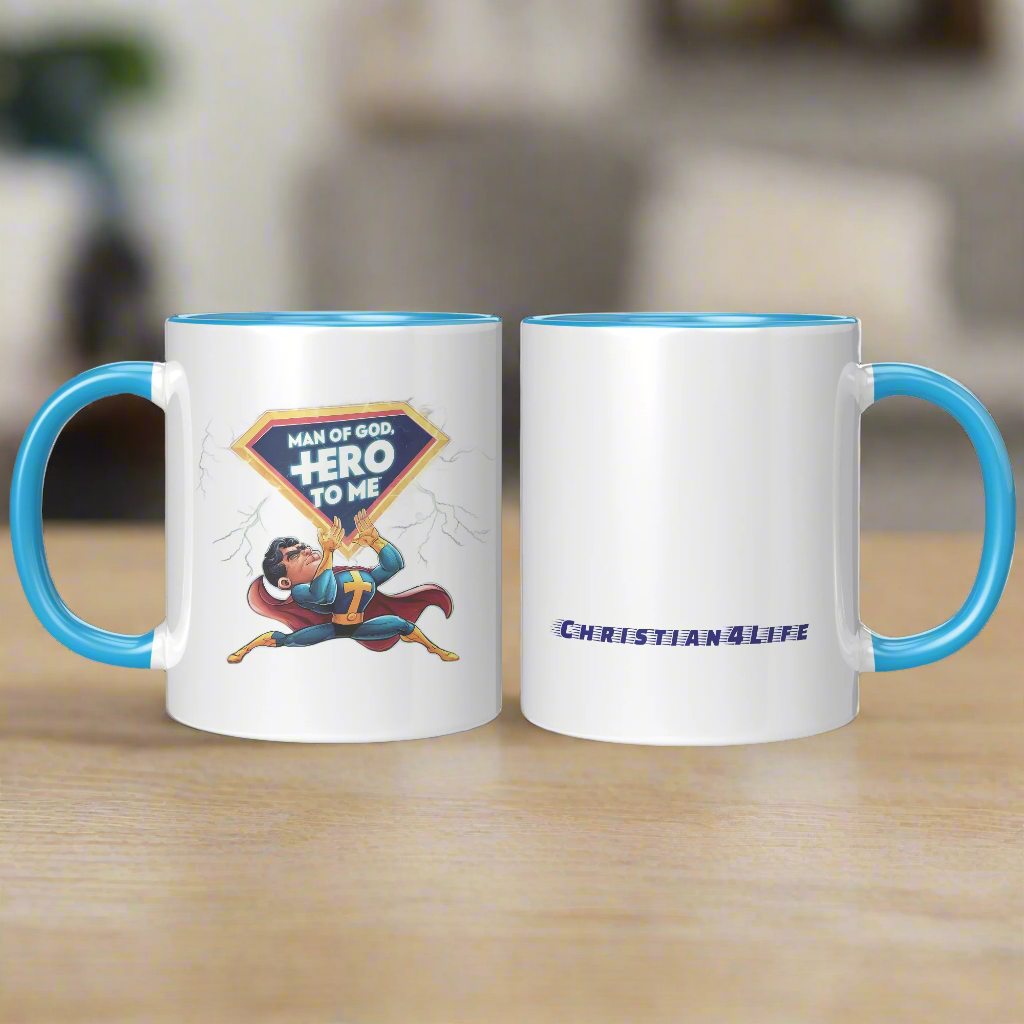 Christian Mug ’Man of God Hero to me’ A Gift for the God-Fearing Hero in Your Life - Mug