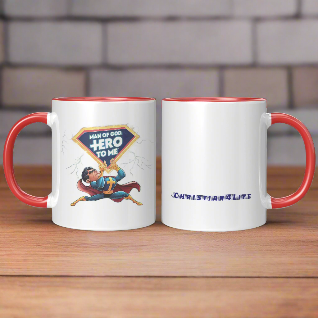 Christian Mug ’Man of God Hero to me’ A Gift for the God-Fearing Hero in Your Life - Mug