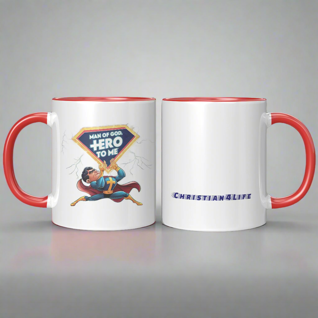 Christian Mug ’Man of God Hero to me’ A Gift for the God-Fearing Hero in Your Life - Mug